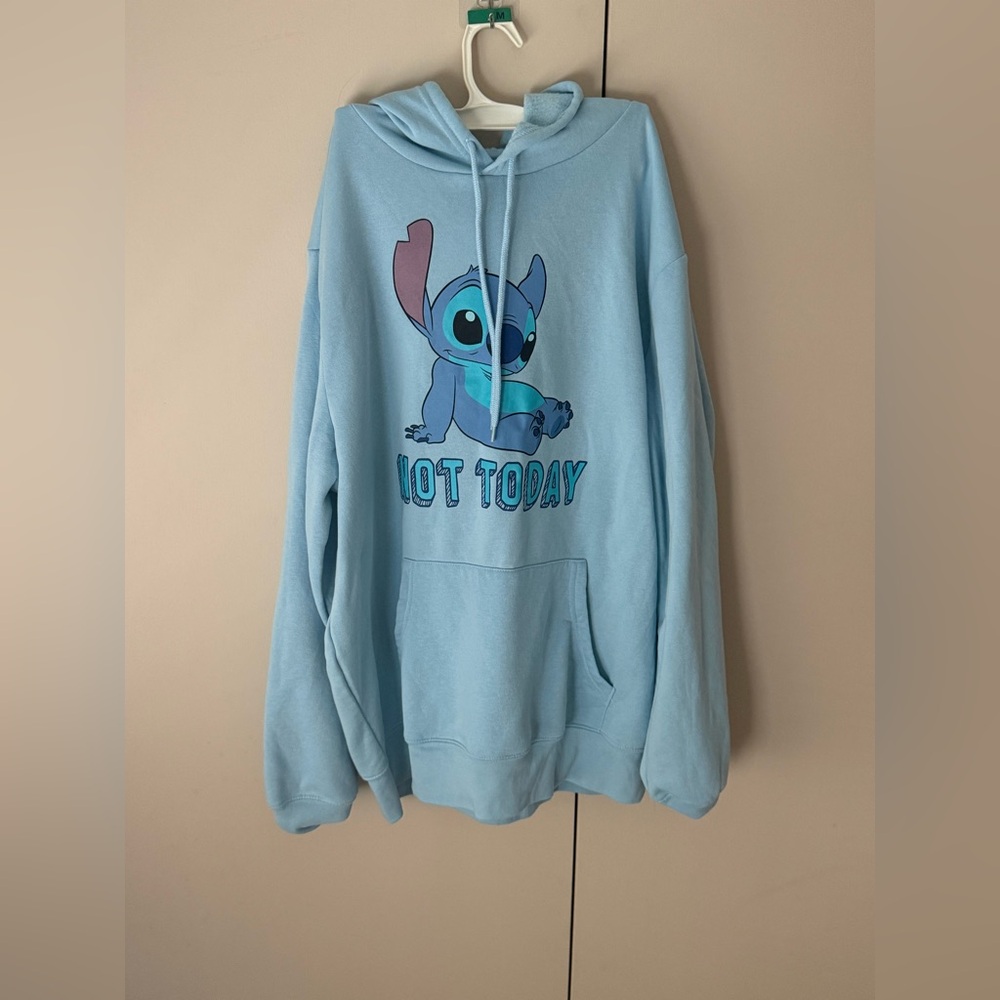 Disney Light Blue Stitch Label Hoodie